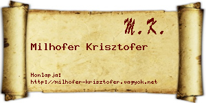 Milhofer Krisztofer névjegykártya
